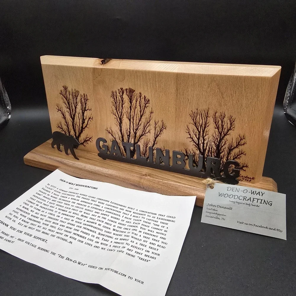Den-O-Way Woodcrafting Gatlinburg Lichtenberg Wood Art Bear Smoky Mountains TN